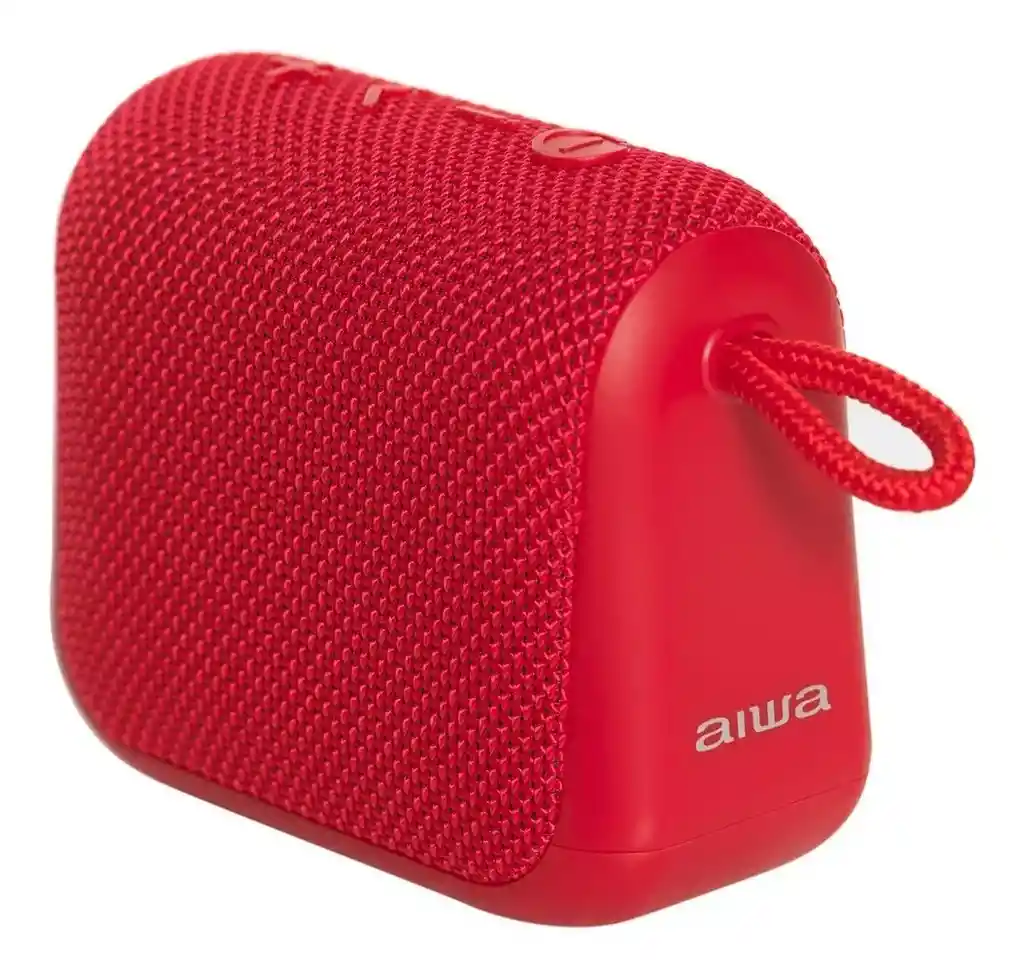 Parlante Portatil Aiwa Impermeable Ipx6 Tws Radio Fm Color Rojo