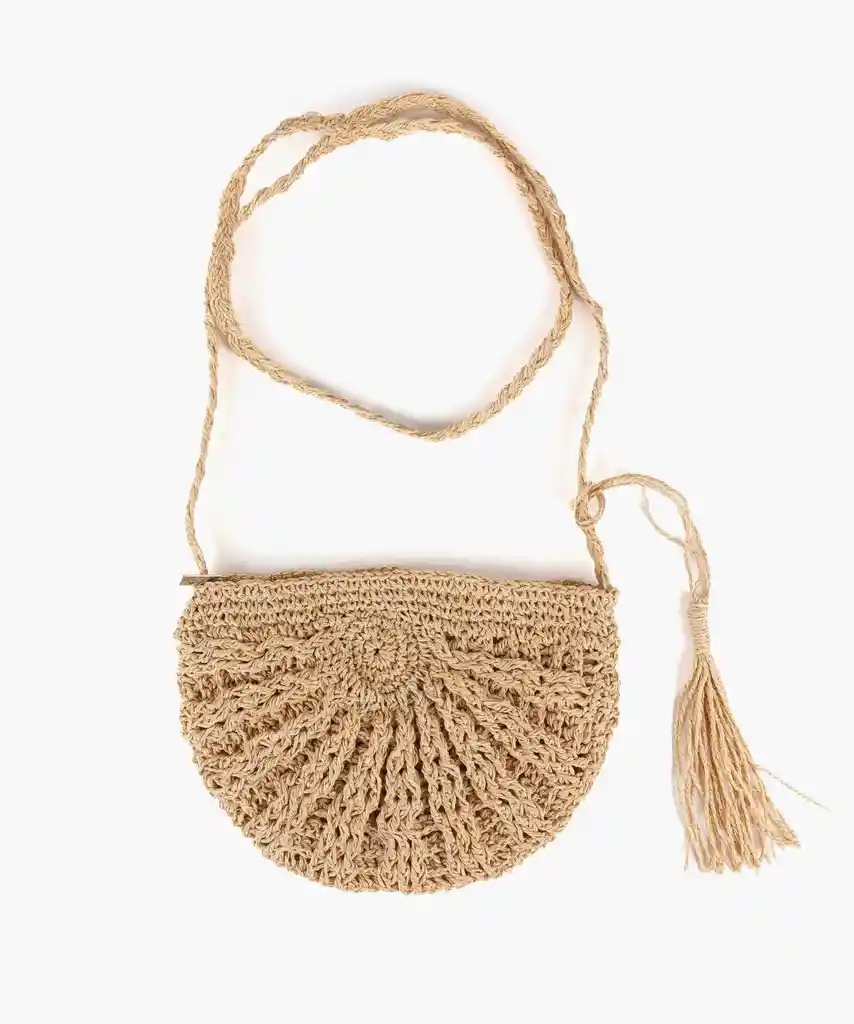 Cartera Bandolera Mujer Tejida Beige
