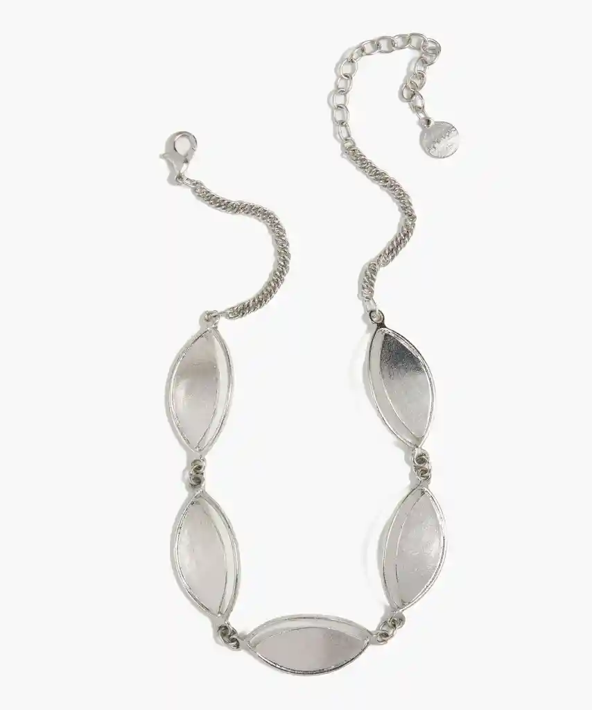 Collar Mujer Choker Hojas Plateado