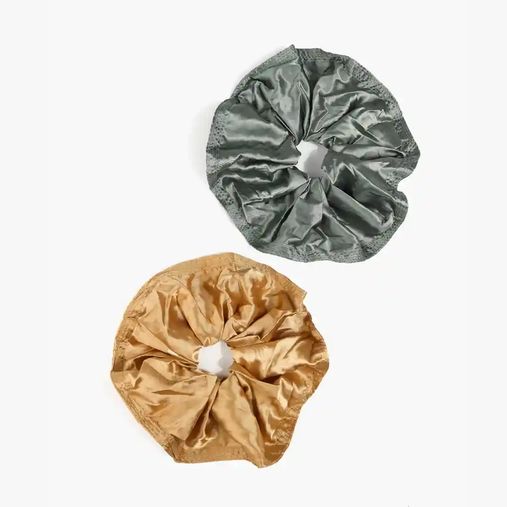 Set Collets Mujer Satinados Dorado