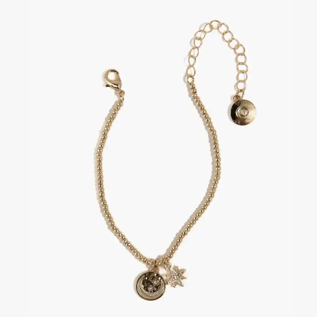 Pulsera Mujer Con Charm Moneda Mystic Dorado
