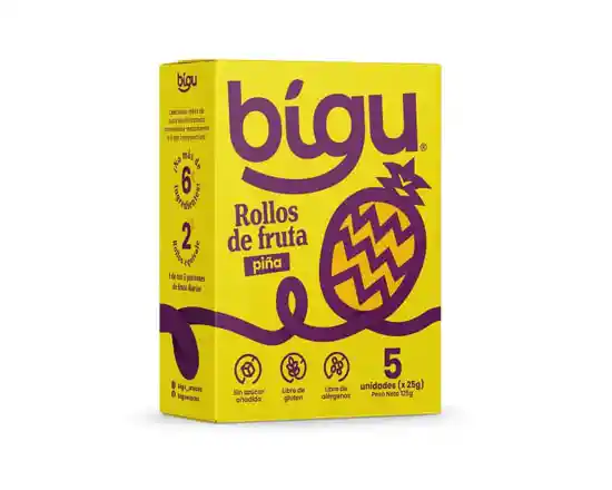 Bigu, Pack Rollo De Fruta Piña 5 Un.