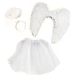 Set Alas Plumas/tutu/cintillo Blanco Adulto