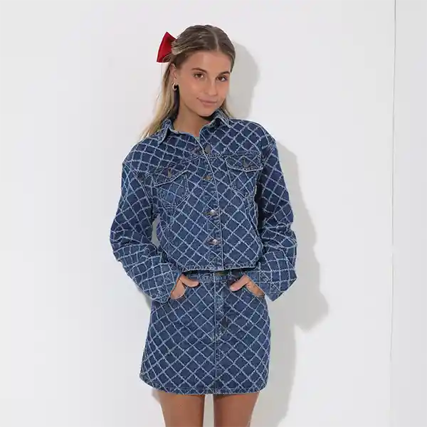 Chaqueta De Jeans Diseño Rombos Azul M Raindoor