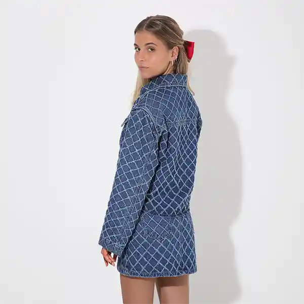 Chaqueta De Jeans Diseño Rombos Azul M Raindoor