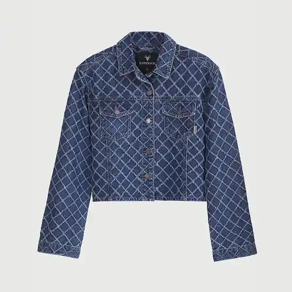 Chaqueta De Jeans Diseño Rombos Azul M Raindoor