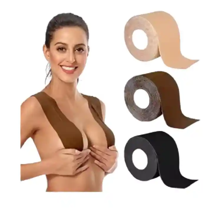 Cinta Sostén Invisible Tipo Rollo 5mts * 5cm Levanta Busto - Color Café