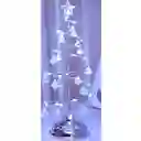 Árbol De Navidad Metálico Plateado Con Luz Led