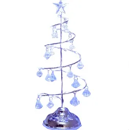 Árbol De Navidad Metálico Plateado Con Luz Led