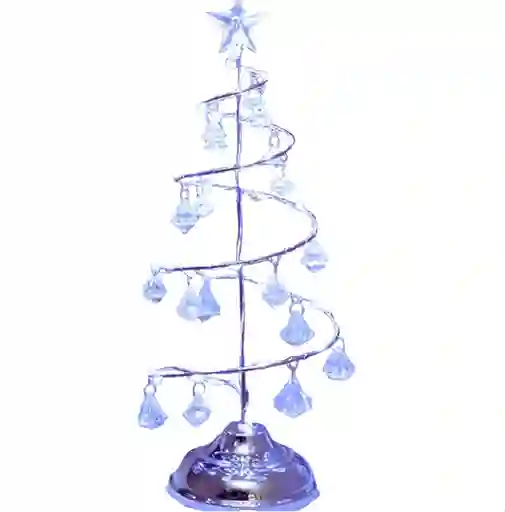 Árbol De Navidad Metálico Plateado Con Luz Led