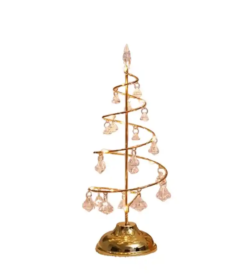 Árbol De Navidad Metálico Dorado Con Luz Led