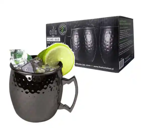 Caja 2 Mugs Martillados Negros