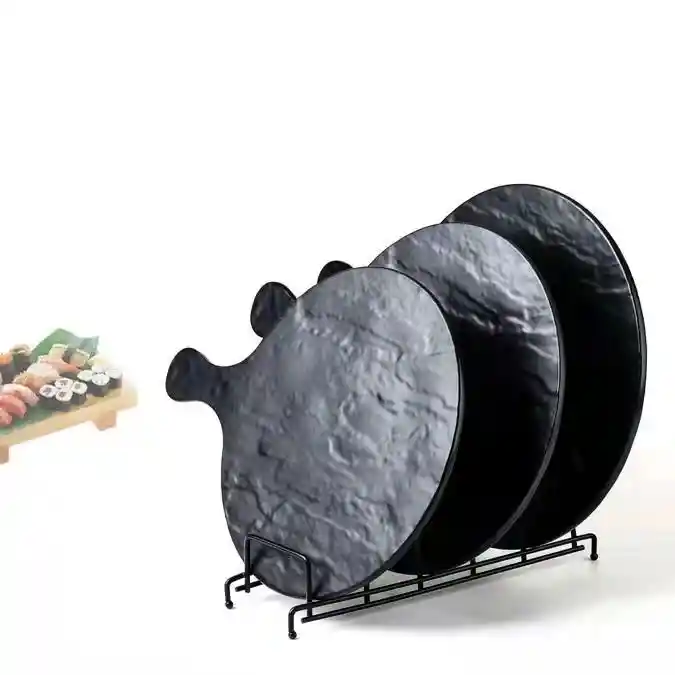 Tabla Melamina Negra Redonda Con Mango 25 Cm