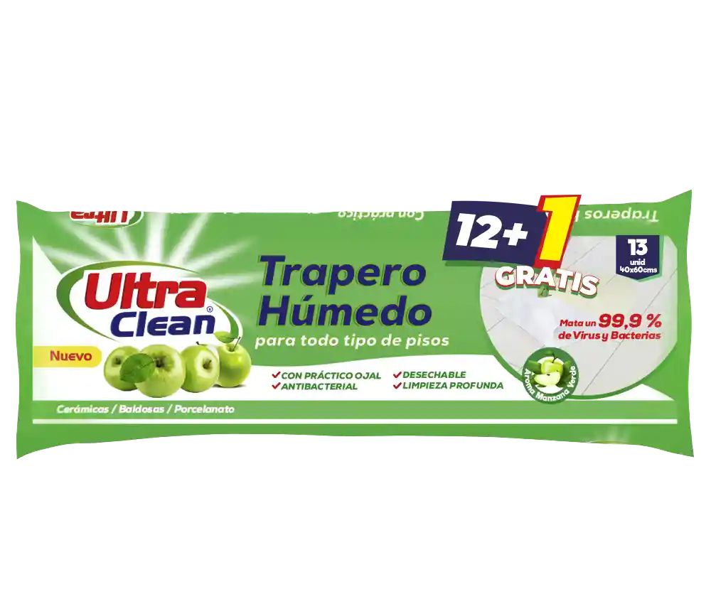 Trapero Humedo Aroma Manzana Ultra Clean 13u