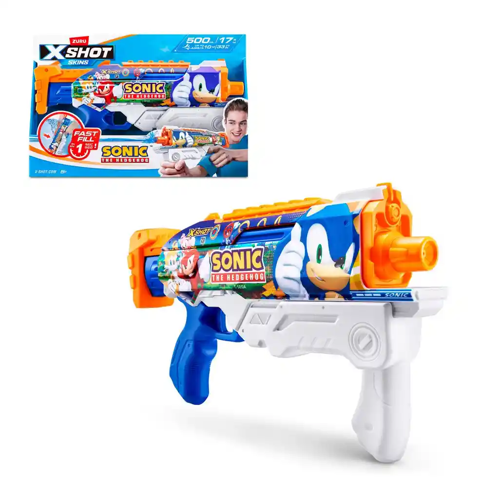 Lanza Agua Hyperload Skins Sonic De 500 Ml Con Sistema De Llenado Rapido Fast Fill X-shot