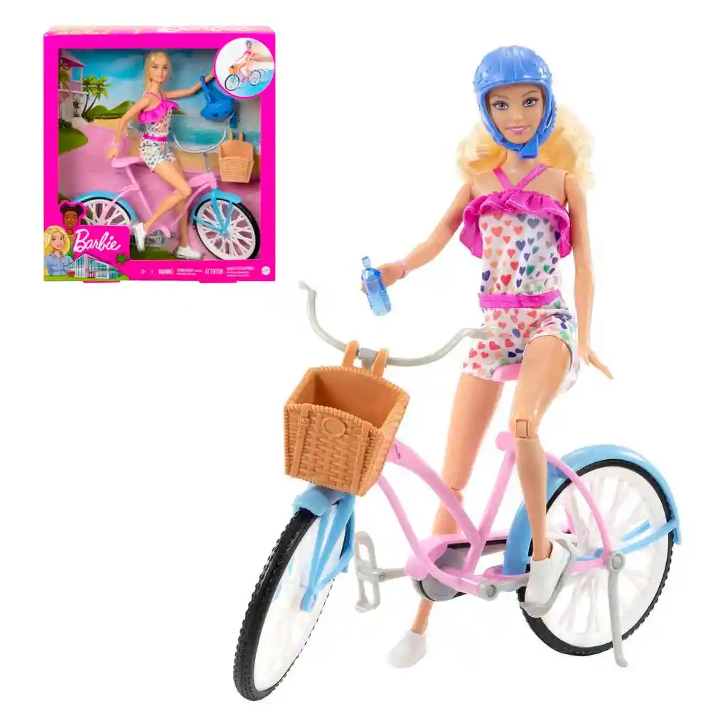 Barbie Set De Juego Bicicleta Con Muñeca