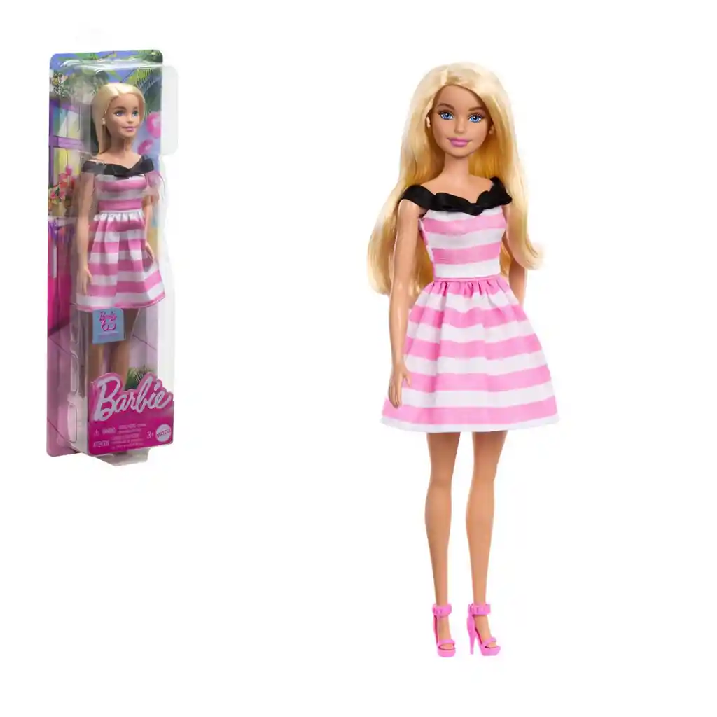 Barbie Muñeca Aniversario Con Vestido Blanco Y Rosa