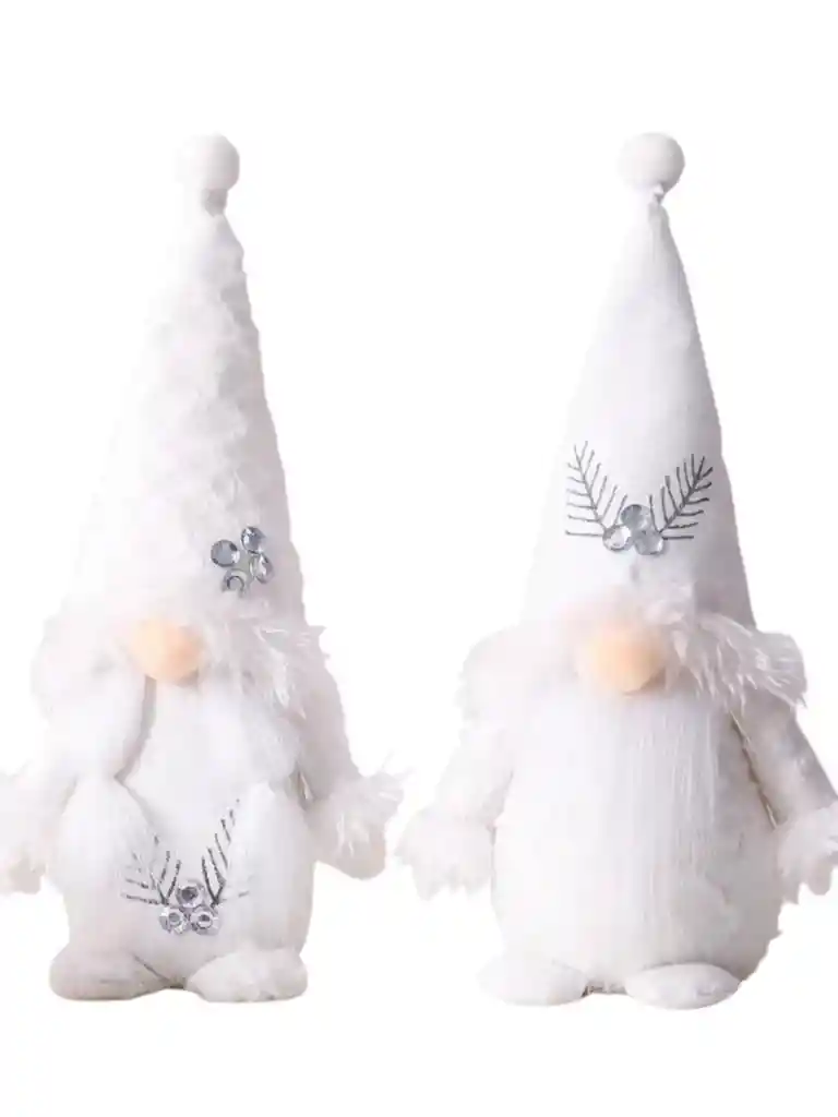 Pareja De Duendes Navideños Tonos Blancos