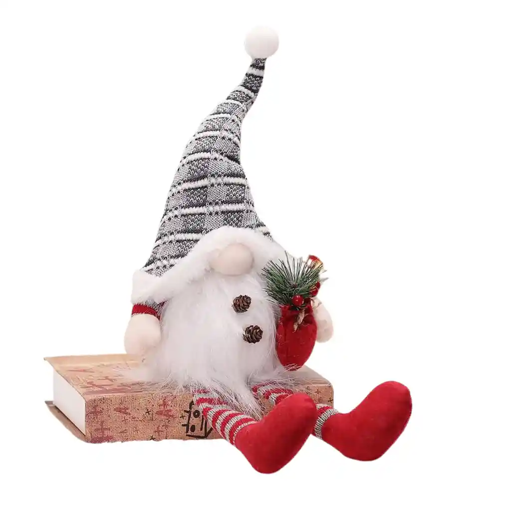 Pack De 4 Duendes Navideños Luminosos Tono Blancos, Rojo Y Gris