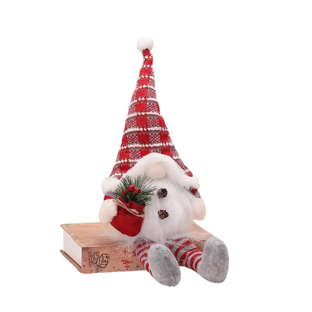 Pack De 4 Duendes Navideños Luminosos Tono Blancos, Rojo Y Gris