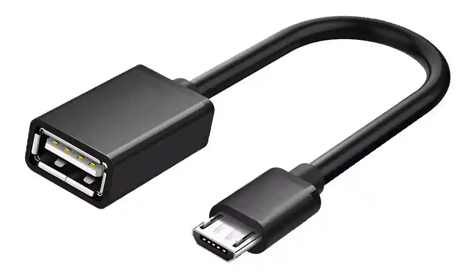 Cable Adaptador V8 Otg Para Teléfono Celular Micro Usb Hembra, Color Negro