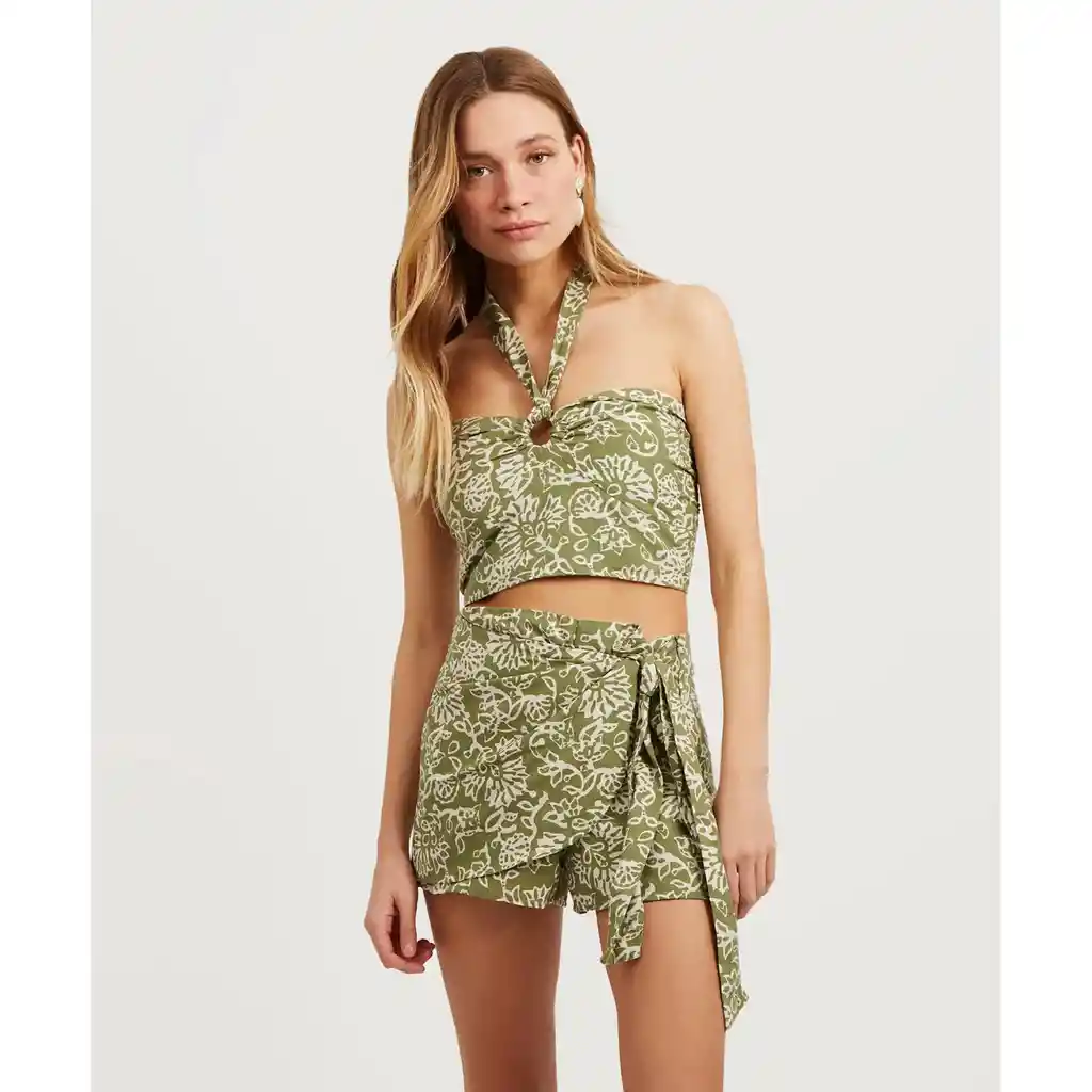 Falda Short Mujer Nudo S Verde