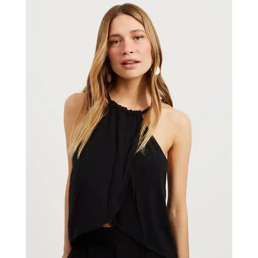 Top Mujer Halter Cruzado L Negro