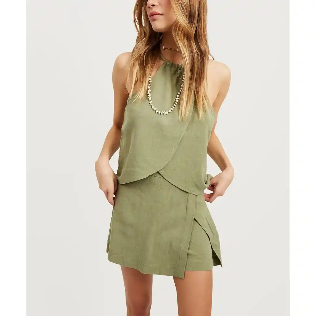 Top Mujer Halter Cruzado L Verde