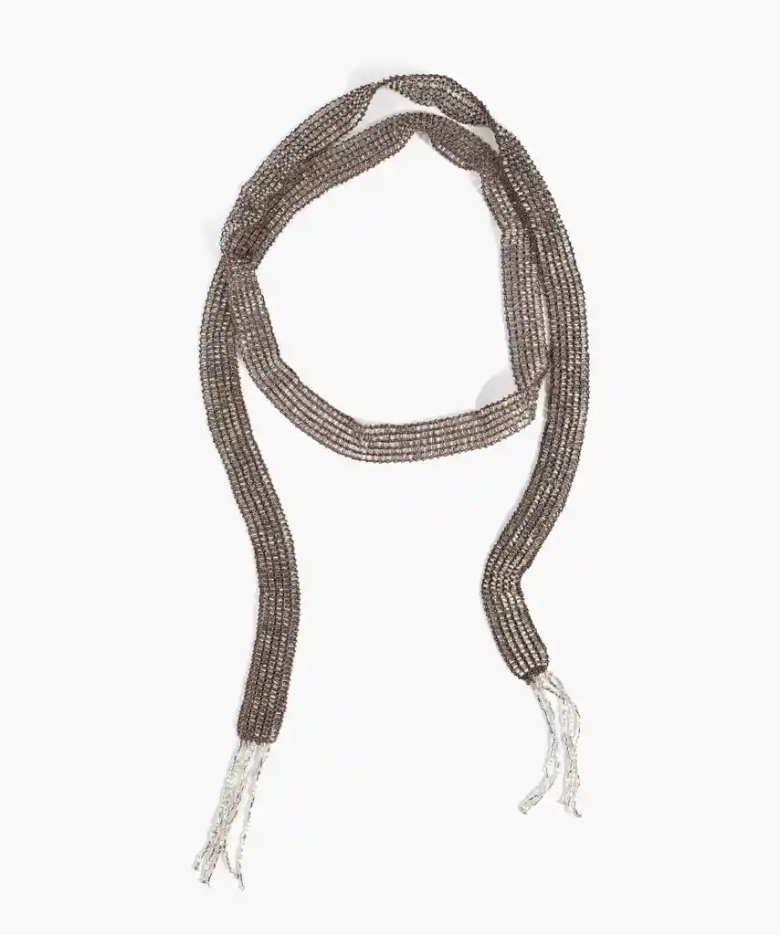 Estola Mujer Flecos Plateado