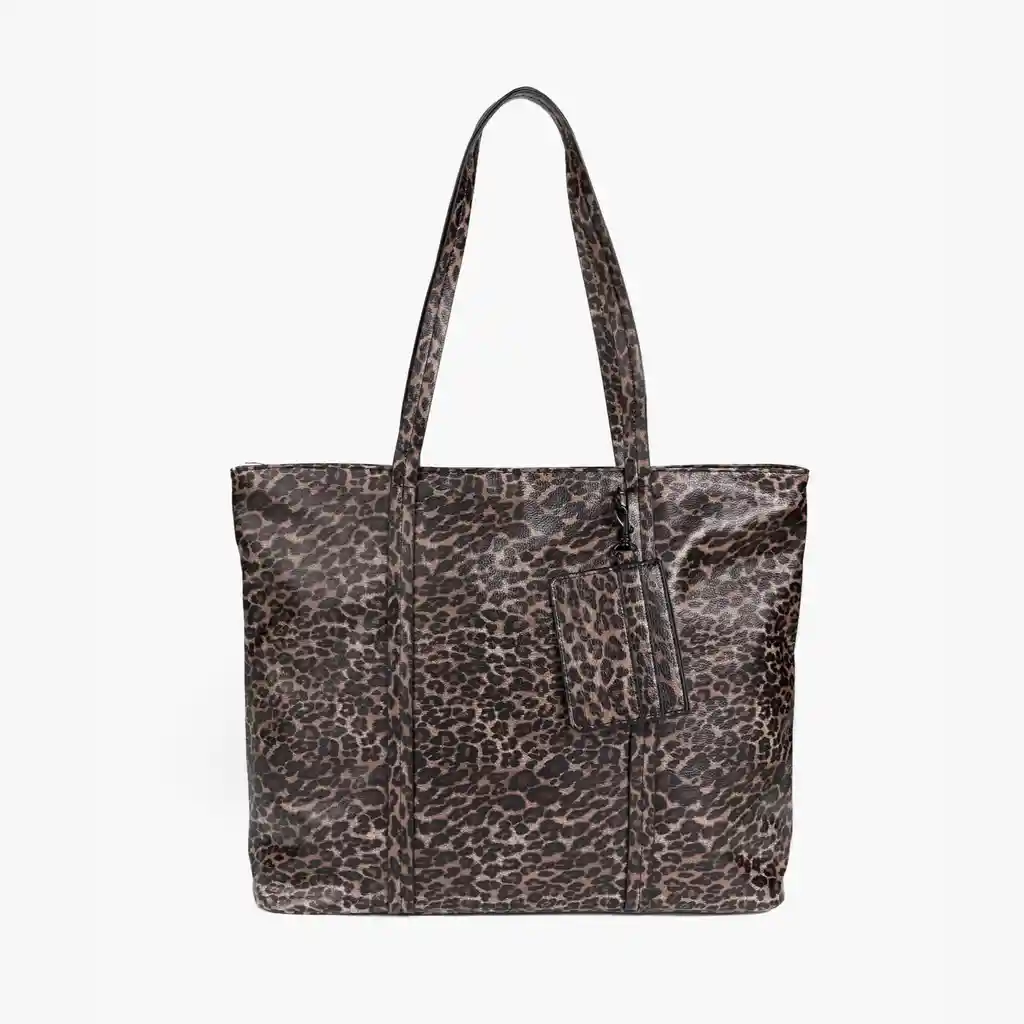 Cartera Tote Mujer Costuras Con Tarjetero Café