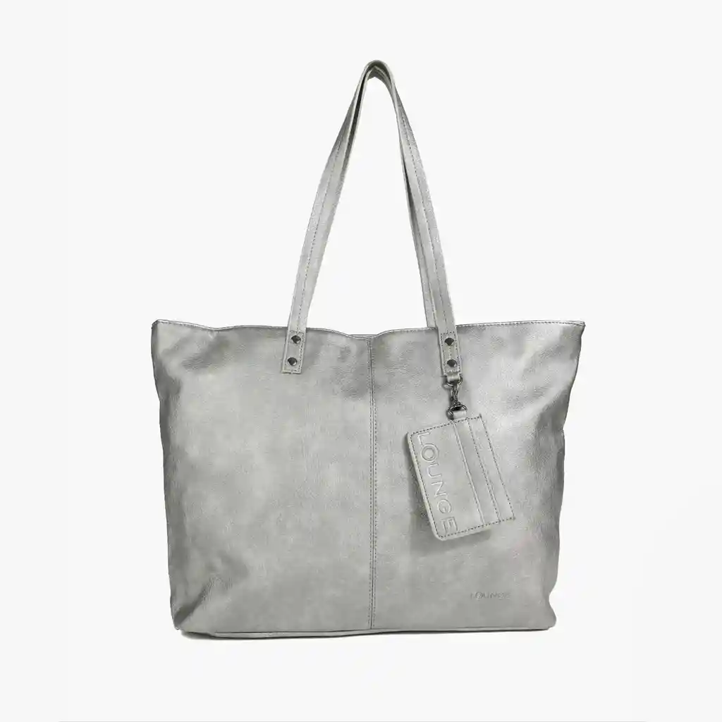 Cartera Tote Mujer Mate Tarjetero Plateado