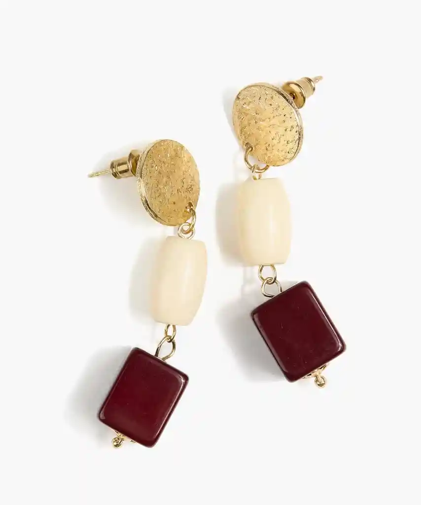 Aros Mujer Largos Resina Dorado