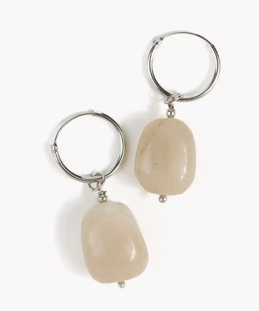 Aros Mujer Argollas Con Piedras Plateado