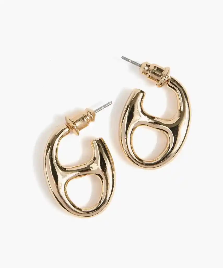 Aros Mujer Chapitas Dorado