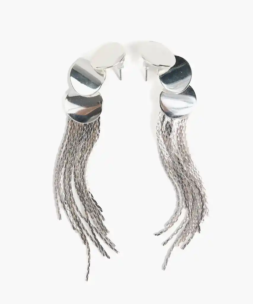 Aros Mujer Tassel Cadenas Plateado