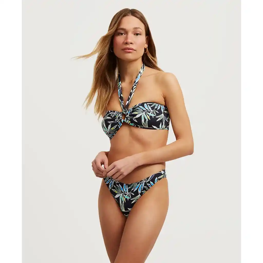Bikini Mujer Hojas Multiuso M Azul