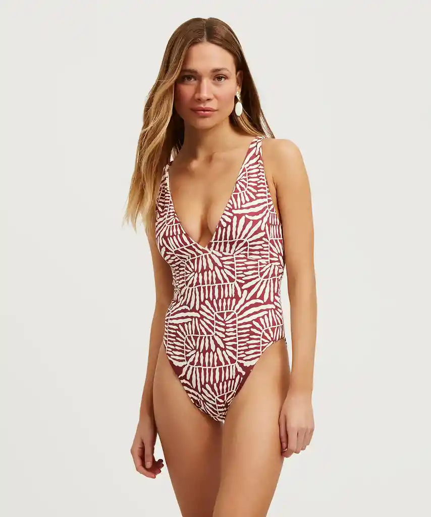 Traje De Baño Mujer Reversible S Blanco