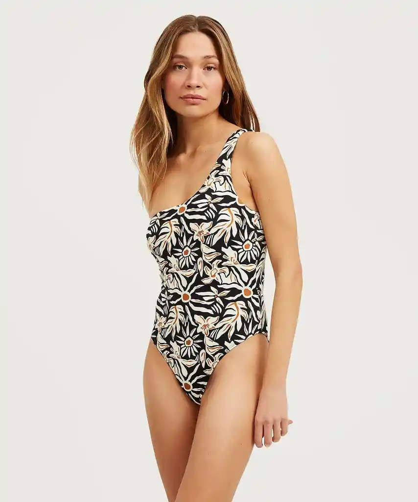Traje De Baño Mujer Un Hombro M Negro