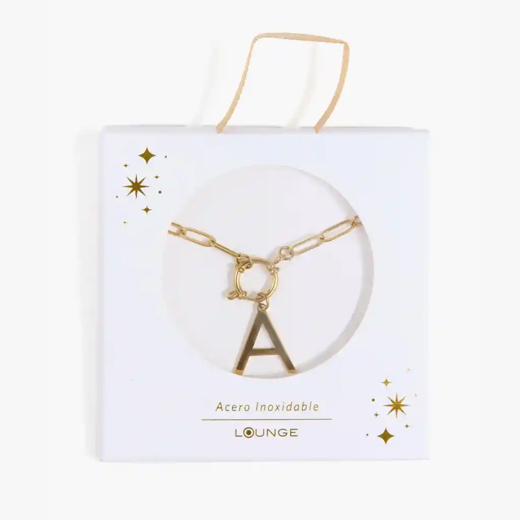 Collar Mujer Broche Con Letra A Dorado