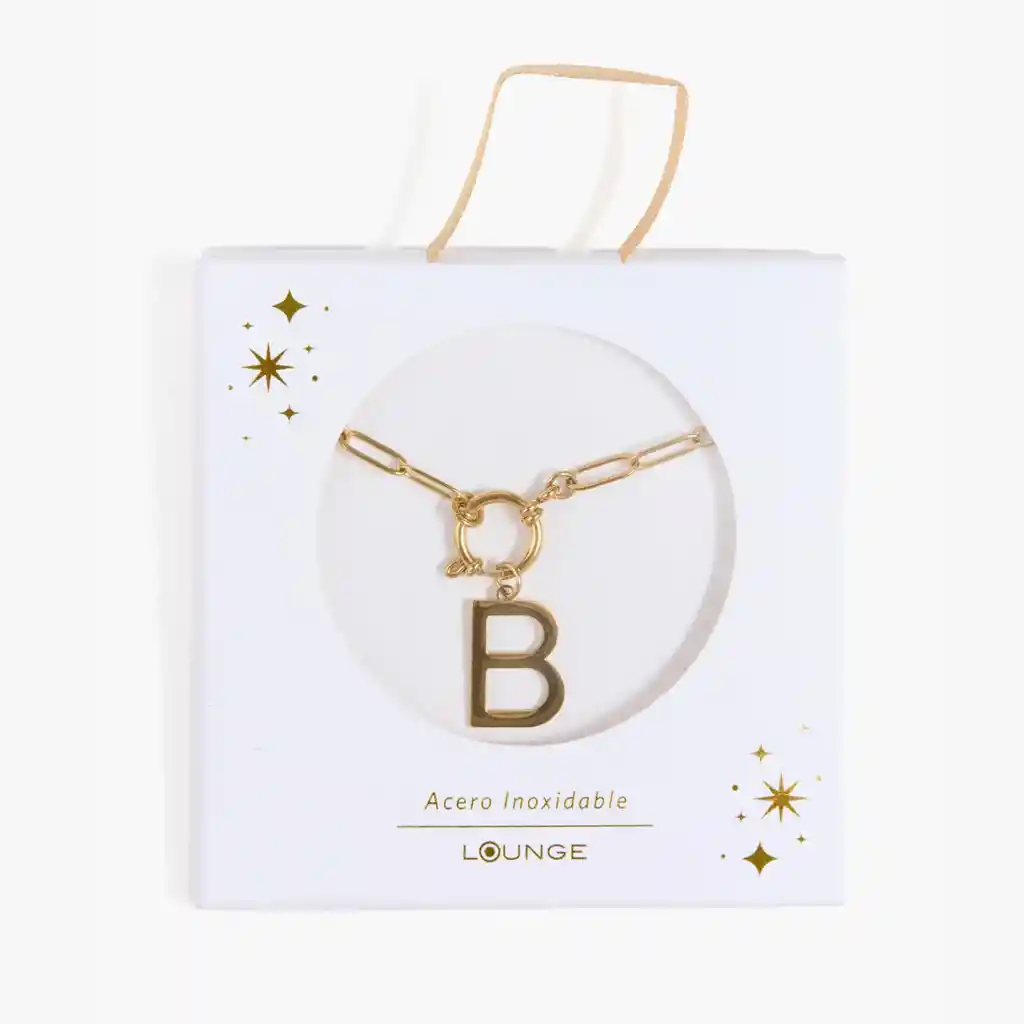 Collar Mujer Broche Con Letra B Dorado