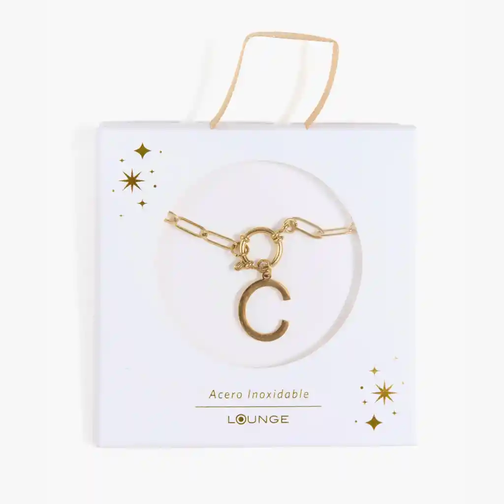 Collar Mujer Broche Con Letra C Dorado
