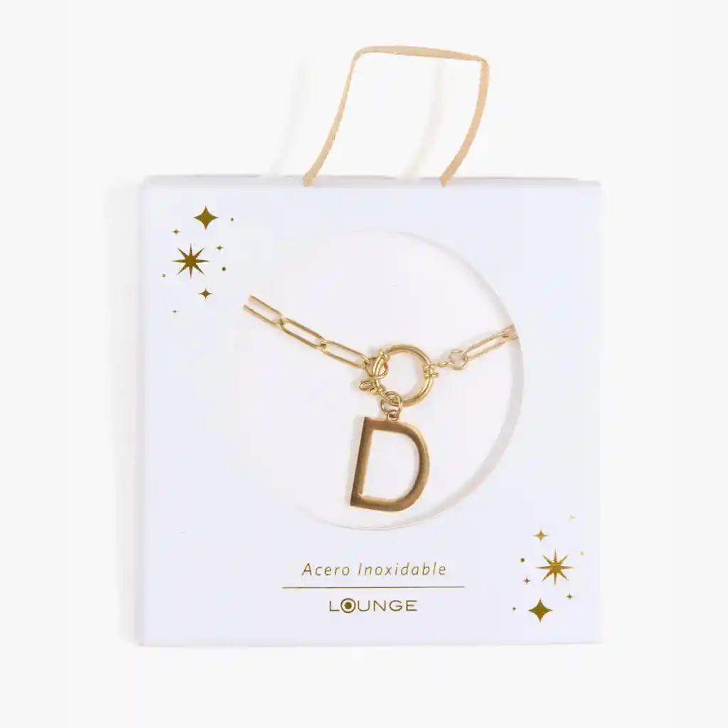Collar Mujer Broche Con Letra D Dorado