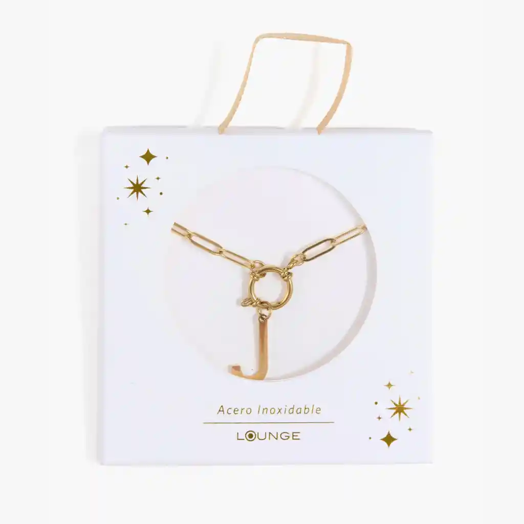 Collar Mujer Broche Con Letra J Dorado