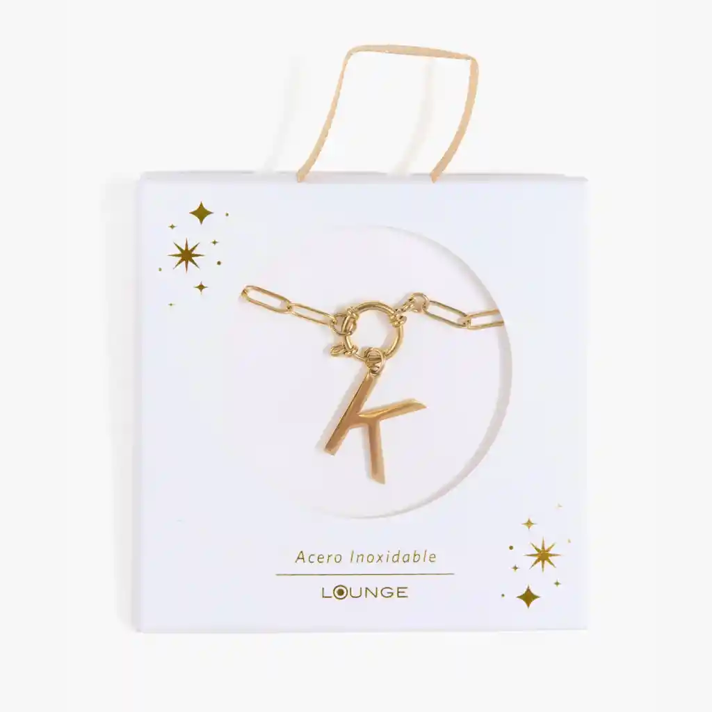 Collar Mujer Broche Con Letra K Dorado