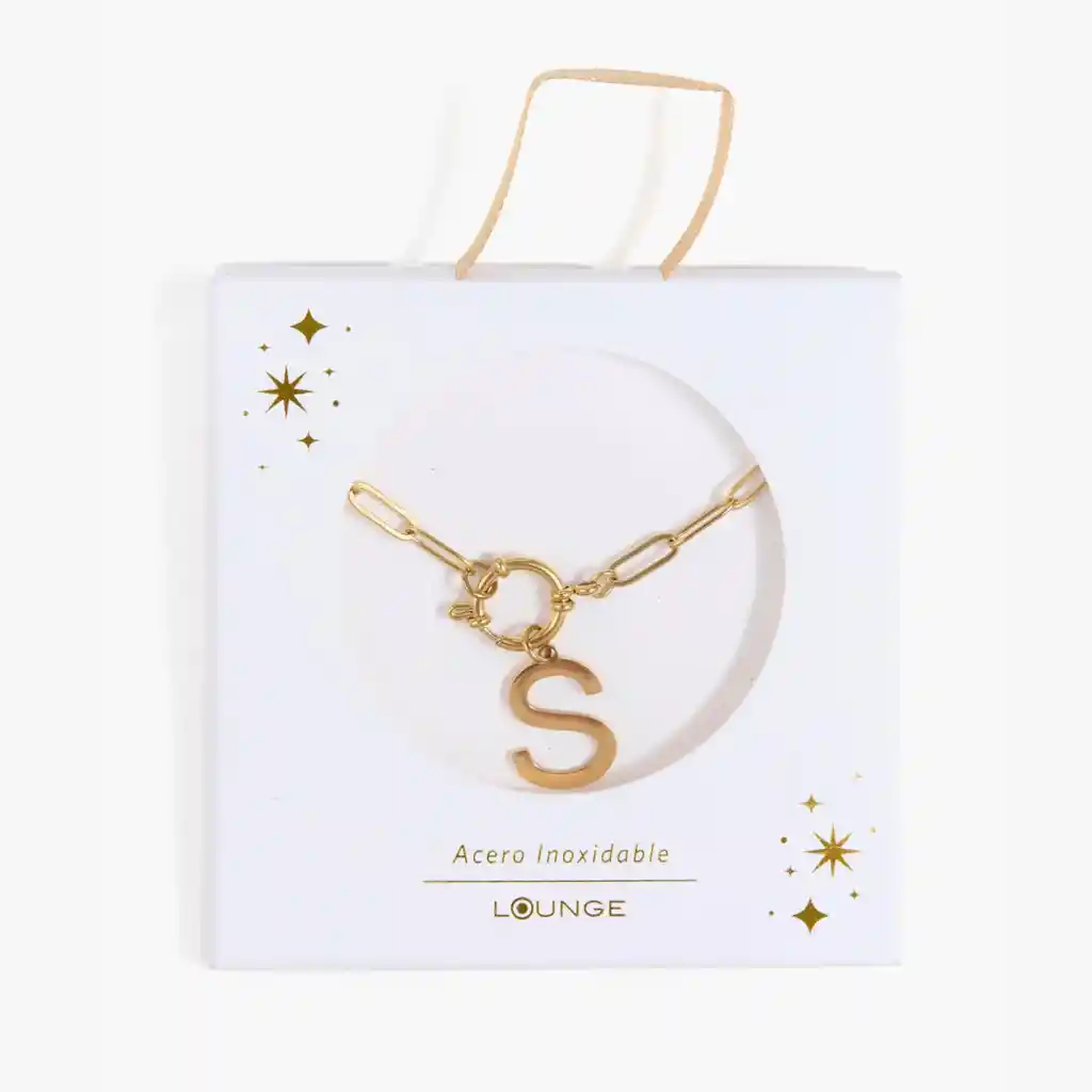 Collar Mujer Broche Con Letra S Dorado