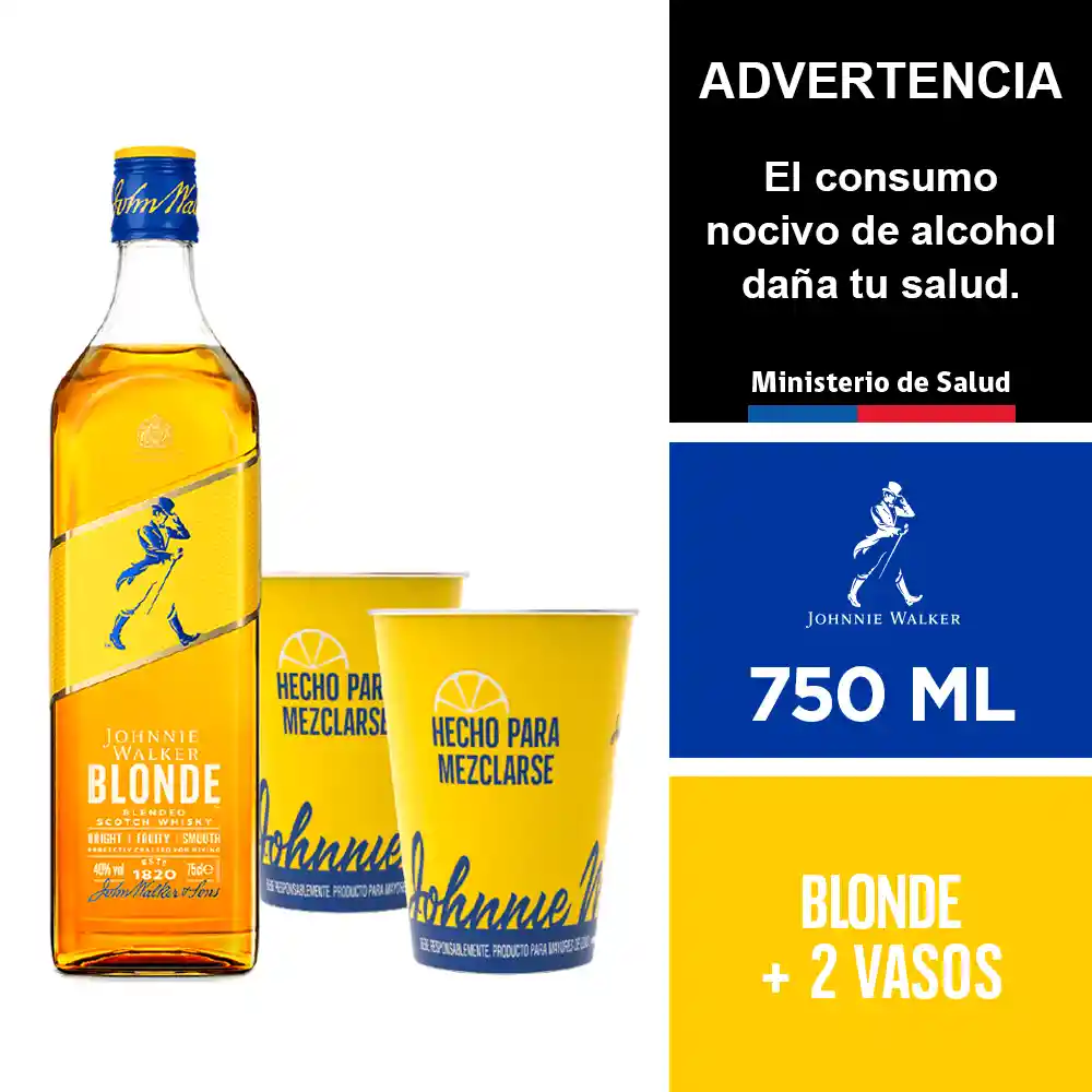 Johnnie Walker Blonde Blended Scotch Whisky + 2 Vasos