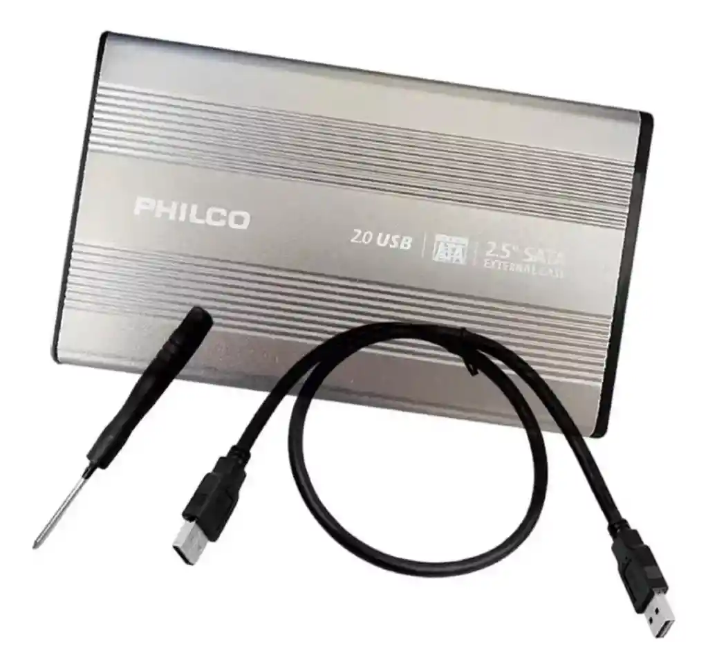 Case Disco Duro 2.5 Usb 2.0 Philco Plateado