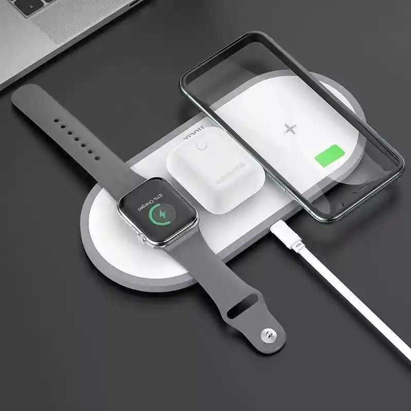 Cargador Inalámbrico 3 En 1 Hoco Cw24 Compatible Con Iphone, Airpods Y Applewatch