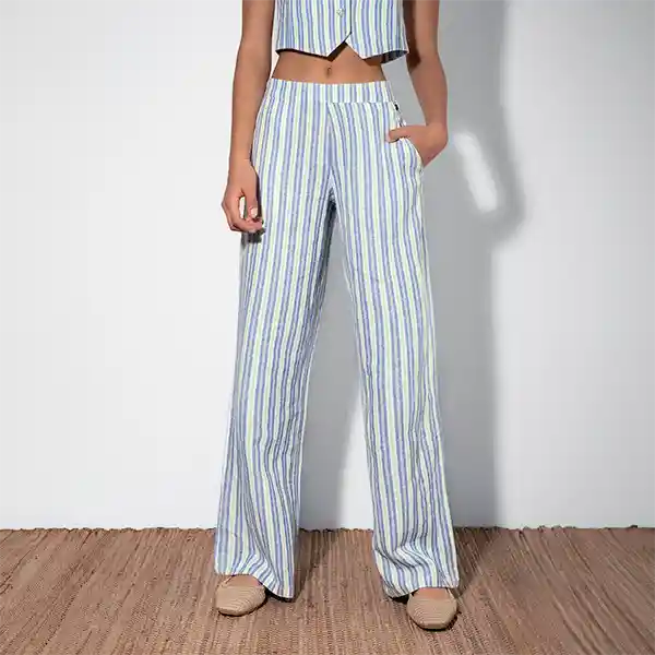 Pantalon Lino Recto Rayas S Raindoor