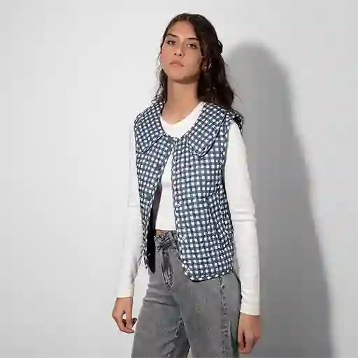 Chaqueta Ligera Acolchada Cuadros Gris S Raindoor